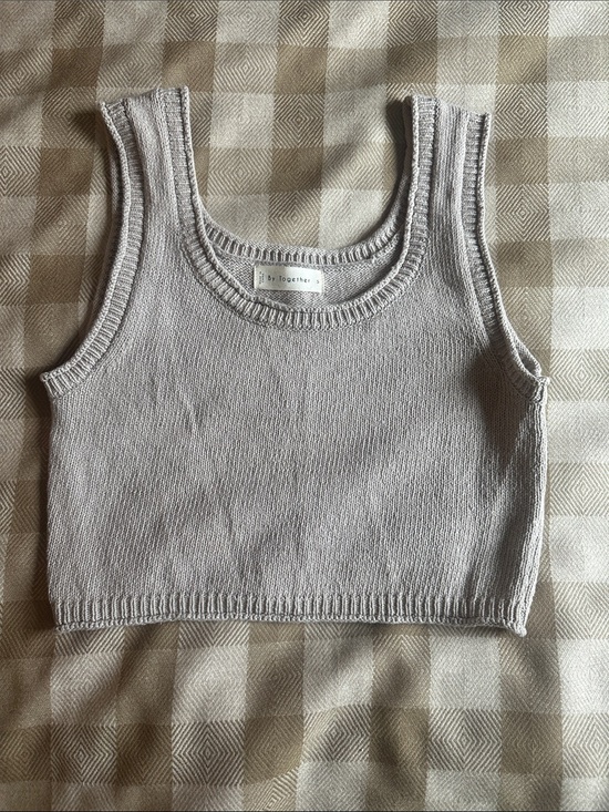 By Together Sweaters - By Together Heather Light Gray Knit Crop Tank